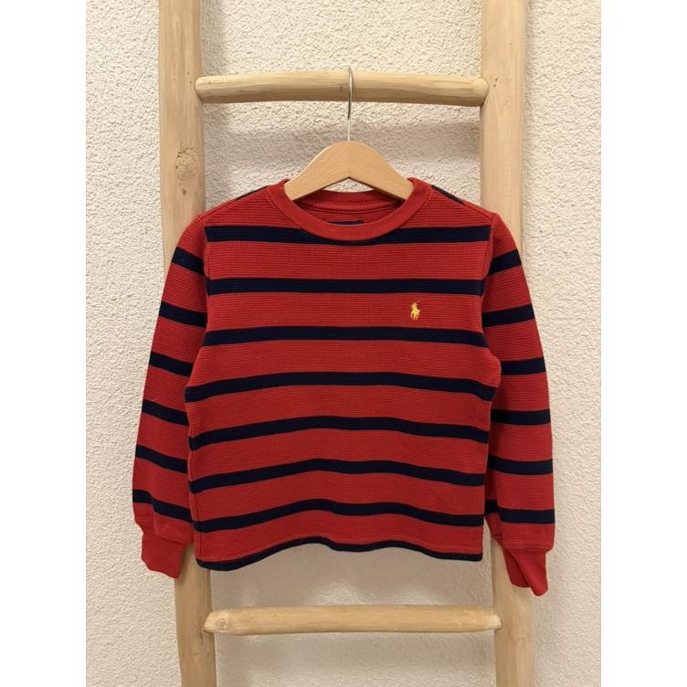 Pre-Loved Polo Ralph Lauren Pullover | Rot gestreift | Grösse: 98
