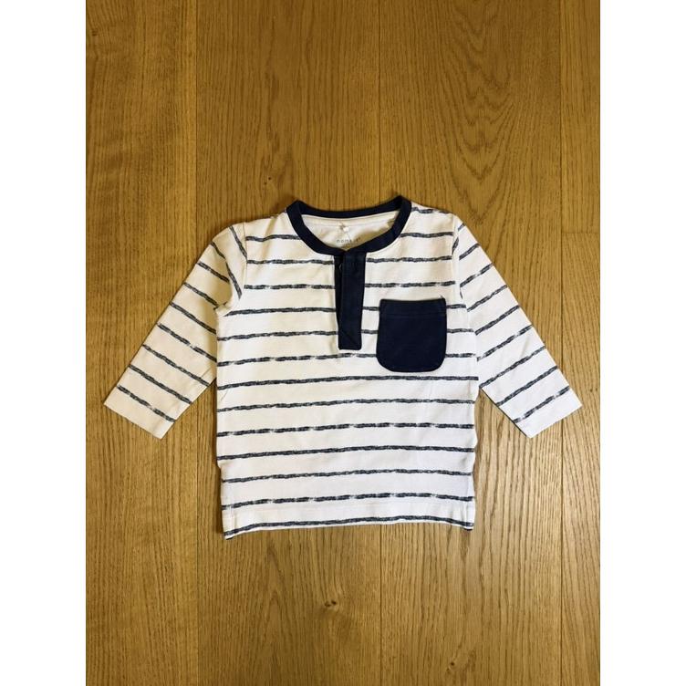 Pre-Loved T-Shirt von Name It | Weiss-Blau gestreift | Grösse: 68