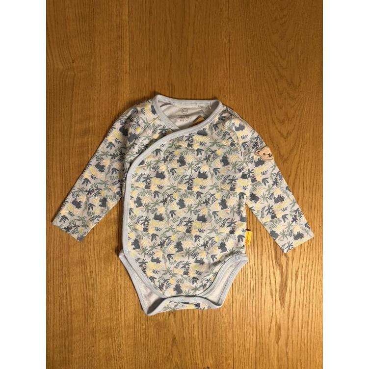 Pre-Loved Wickel-Body von Steiff | Bright White mit Dschungel-Print | Grösse: 74