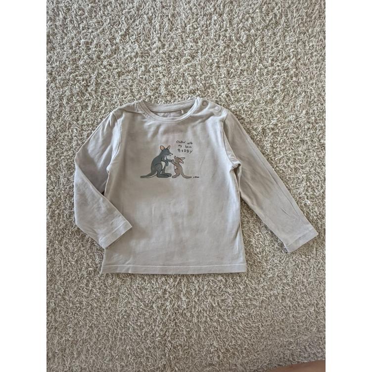 Pre Loved Oberteil von s.Oliver I Weiss mit Känguru-Print I Gr. 86