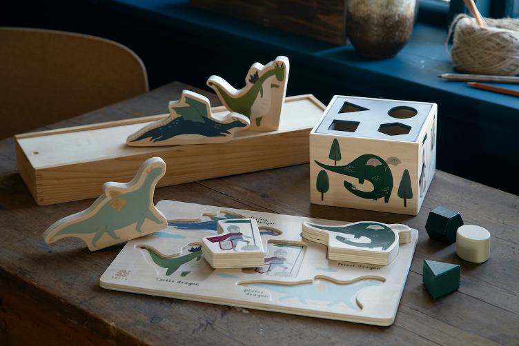 Formensteckspiel aus Holz, Dragon Tales - 0