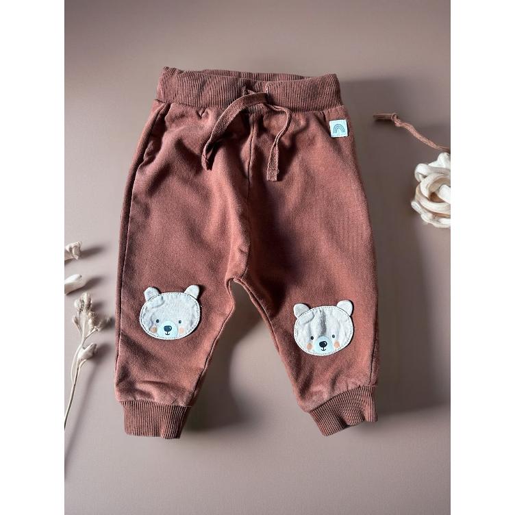 Pre-Loved Hose von Lindex | Braun mit Bären-Applikation | Grösse: 62