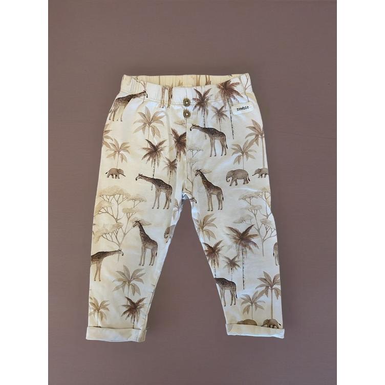 Pre-Loved Hose von Newbie | Weiss mit Tier-Print | Grösse: 80