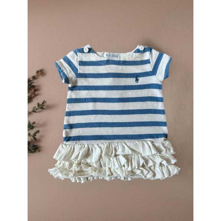 Pre-Loved Kleid von Ralph Lauren | Weiss mit hellblauen Details | Grösse: 62