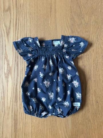 Pre-Loved Overall von Newbie | Dunkelblau mit floralem Print | Grösse: 56 - 3