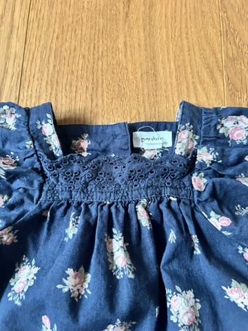 Pre-Loved Overall von Newbie | Dunkelblau mit floralem Print | Grösse: 56 - 1