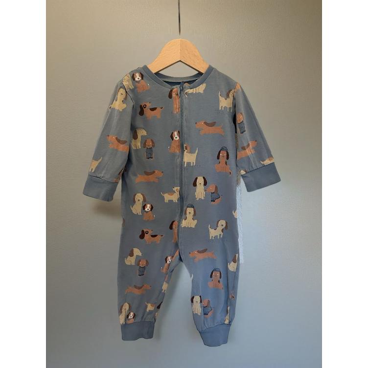 Pre-Loved Pyjama-Strampler von Lindex | Blau mit Print | Grösse: 80