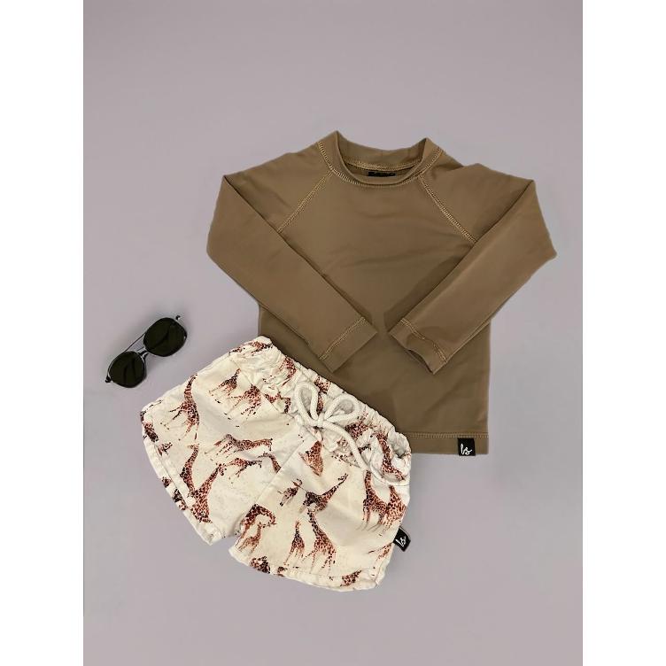 Pre-Loved Schwimmhose von BabyStyling | Weiss mit Giraffen-Print | Grösse: 74/80