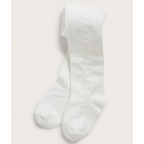 Pre-Loved Strumpfhose von Newbie | Offwhite (Jacquard-Strick) | Grösse: 62/68