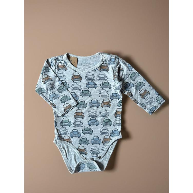 Pre-Loved Body von Hust & Claire | Hellgrau meliert mit Print | Grösse: 62