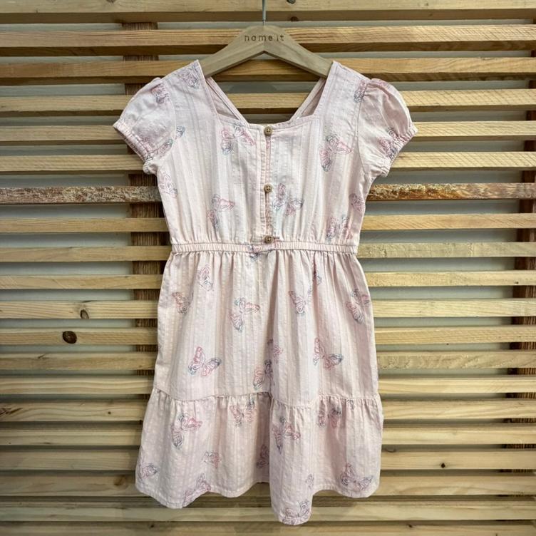 Pre Loved Kleid von OshKosh B`gosh I Hellrosa mit Schmetterlings-Print I Gr. 116