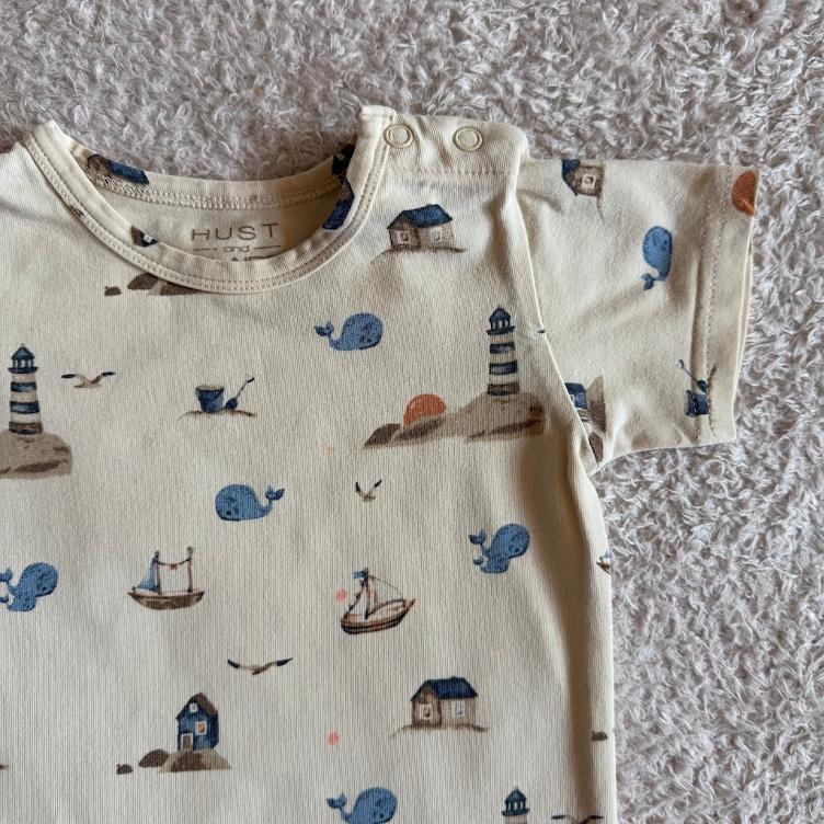 Pre Loved Kurzarm-Body von Hust & Claire I Beige I Gr. 80