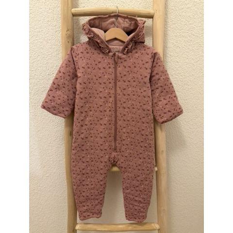 Pre-Loved Baumwoll-Overall von Hust & Claire | Rose mit Blumenprint | Grösse: 80