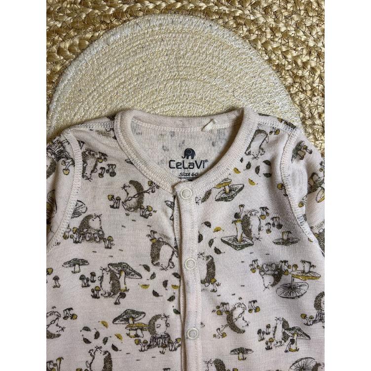 Pre‑Loved Pyjama aus Merinowolle von CeLaVi mit Igel-Print | Grösse: 60/3M - 0