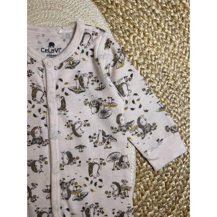 Pre‑Loved Pyjama aus Merinowolle von CeLaVi mit Igel-Print | Grösse: 60/3M - 1