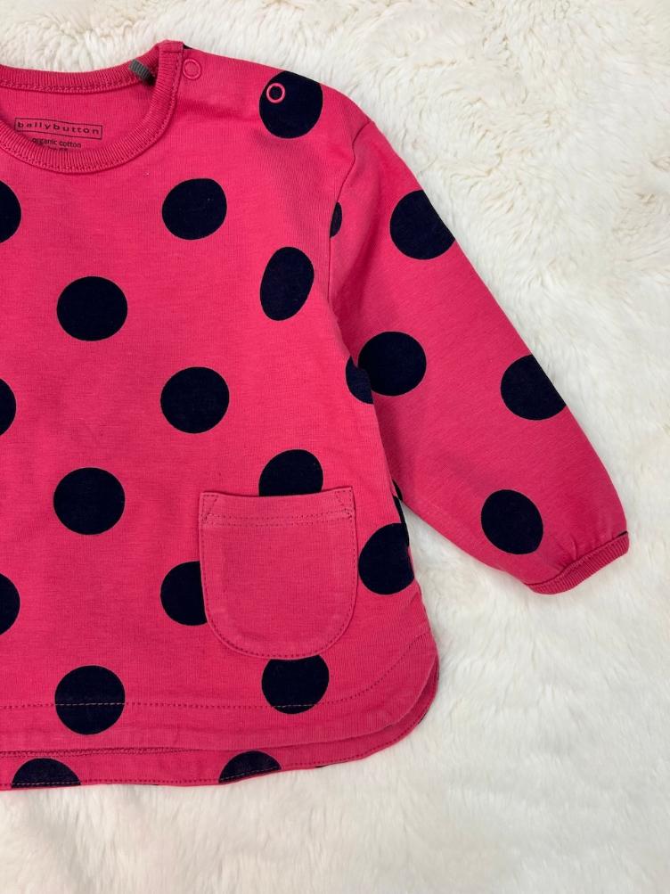 Pre‑Loved T-Shirt von Bellybutton mit Punkten & Tasche | Grösse: 68 - 2