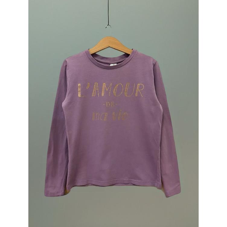 Pre-Loved Little Pieces Langarm-T-Shirt | Lila mit Print | Grösse: 134