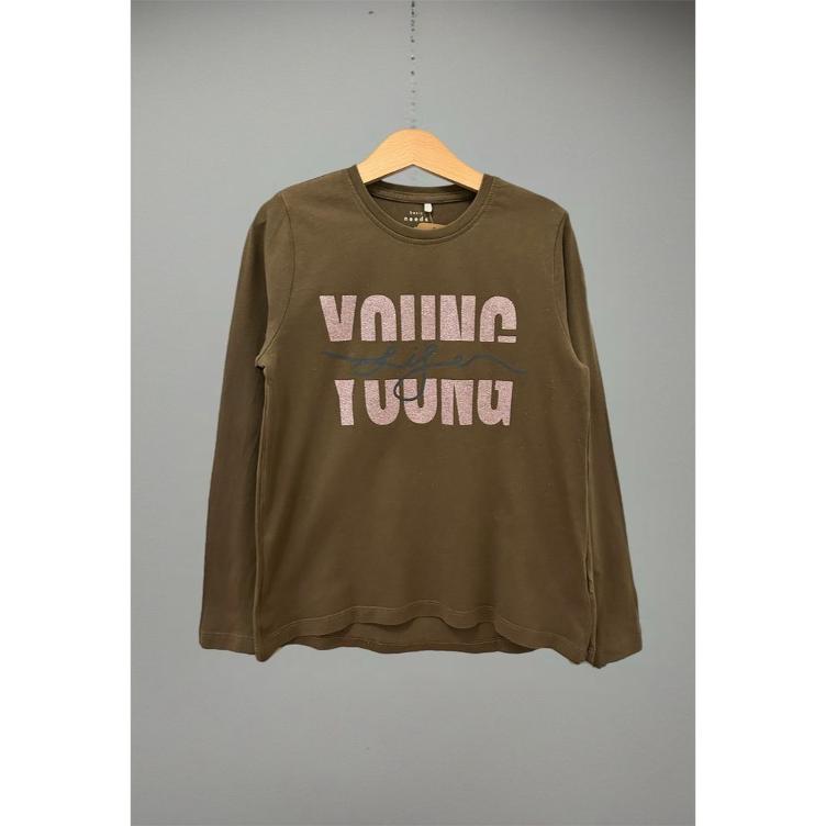 Pre-Loved Name It Longsleeve | Grün mit Print | Loose Fit | Grösse: 134