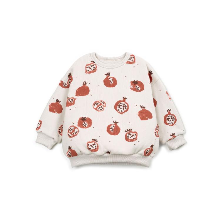 Play Up Printed Fleece Sweater – Pomegranate