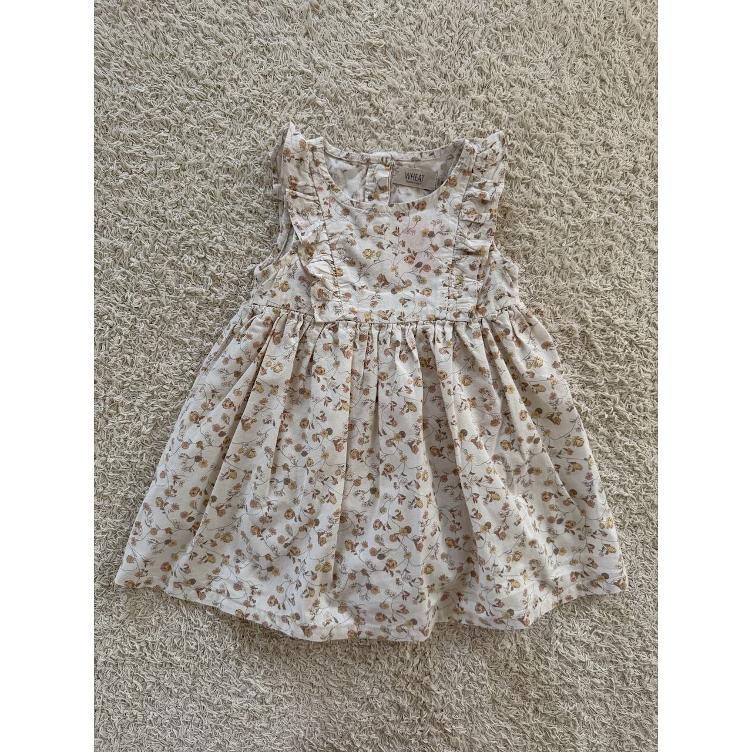 Pre Loved Kleid mit integriertem Body von Wheat I Weiss mit Blumenprint I Gr. 86