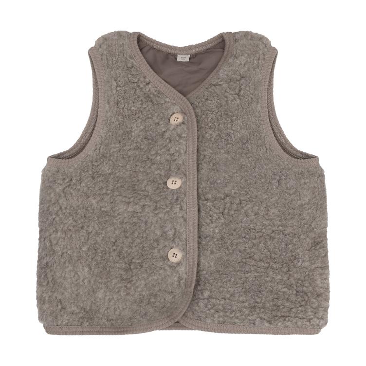 HUTTEliHUT Woll-Teddy Weste – Camel Melange