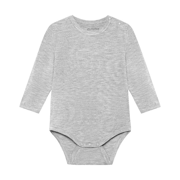 Minymo Langarm Body aus Bambusviskose – Medium Grey Melange