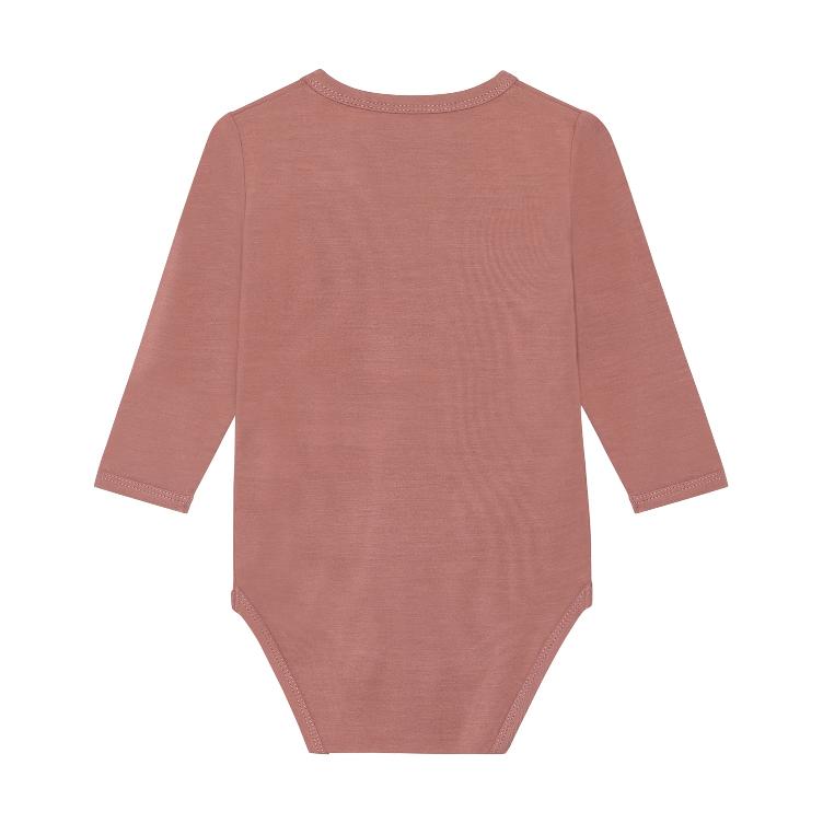 Minymo Langarm Body aus Bambusviskose – Pink Withered Rose - 0