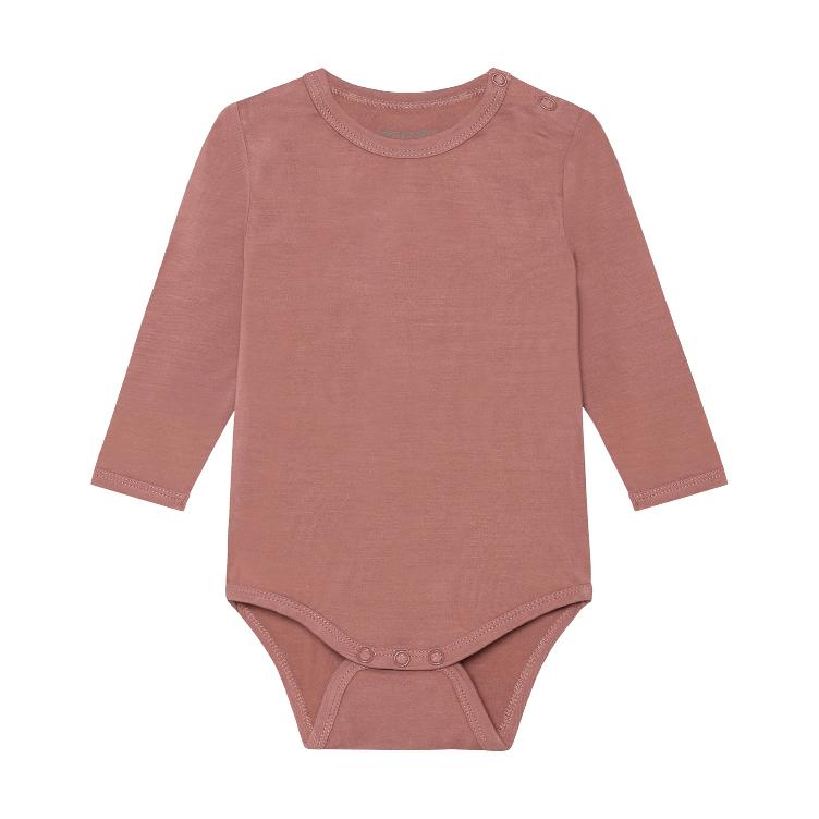Minymo Langarm Body aus Bambusviskose – Pink Withered Rose