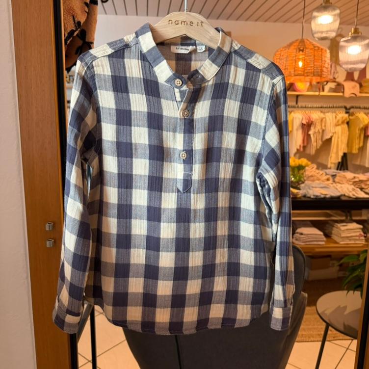 Pre Loved Hemd von Lil` Atelier I Anthrazit/Cream Kariert I Gr. 122/128