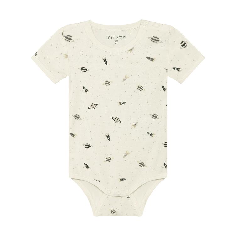 Minymo Baby Body Kurzarm aus Bambusviskose – Blue Niagara Mist