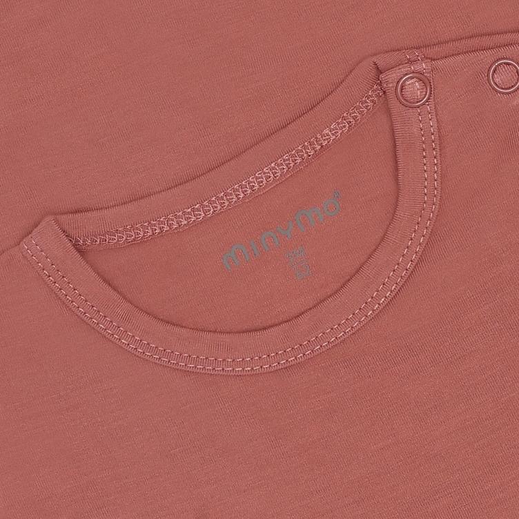 Minymo Baby Body Kurzarm aus Bambusviskose – Pink Withered Rose - 1