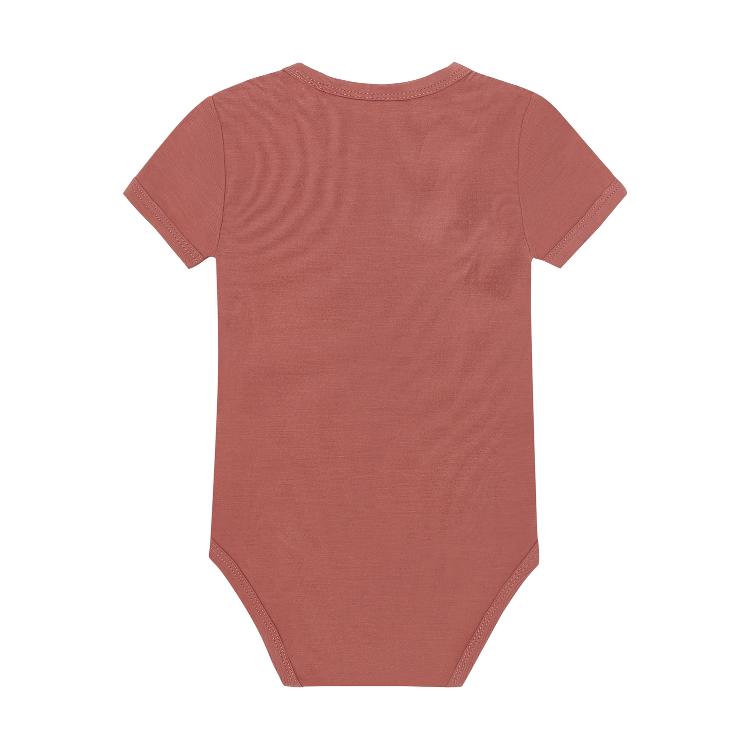Minymo Baby Body Kurzarm aus Bambusviskose – Pink Withered Rose - 0