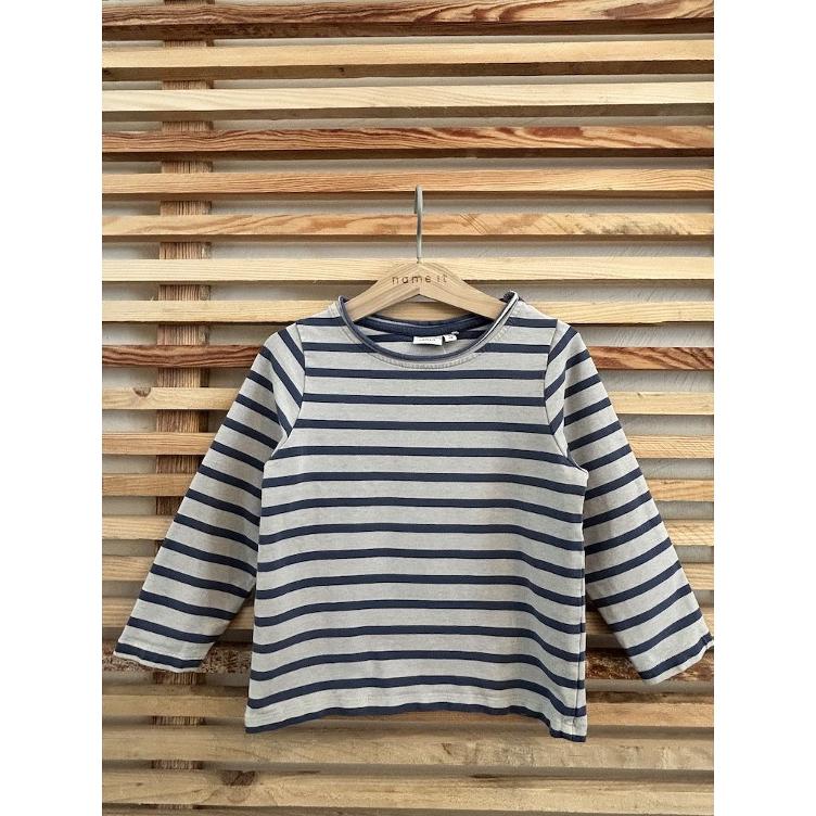 Pre-Loved Langarmshirt von Name it | Farbe: Blau/Grau gestreift | Grösse: 110