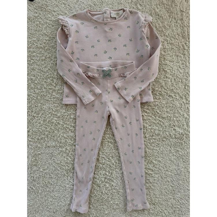Pre Loved Oberteil & Leggings Set von Manor I Lila mit Blumenprint I Gr. 104