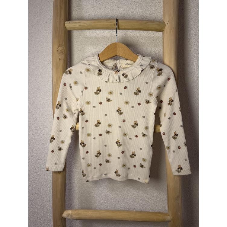 Pre-Loved Oberteil – Lil’ Atelier I Weiss mit Bienen- & Blumenprint I Grösse 98