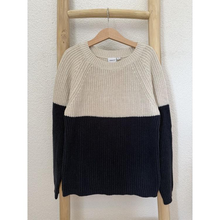 Pre Loved Strickpullover von NAME IT I Cream & Dunkelblau I Gr. 122/128