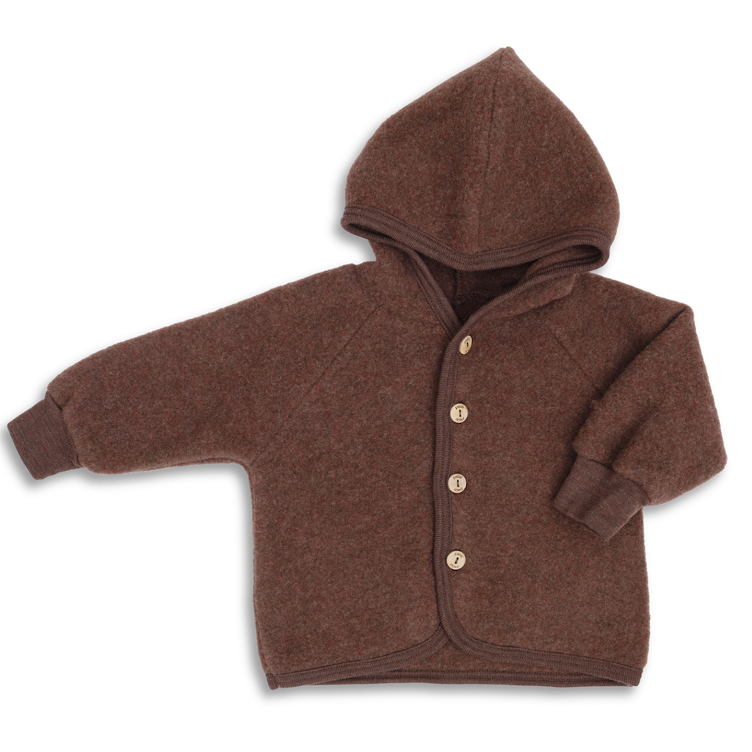 ENGEL Natur Wollfleece-Kapuzenjacke – 100 % Schurwolle
