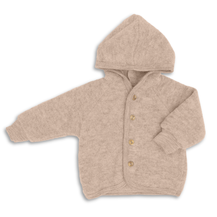 ENGEL Natur Wollfleece-Kapuzenjacke – 100 % Schurwolle