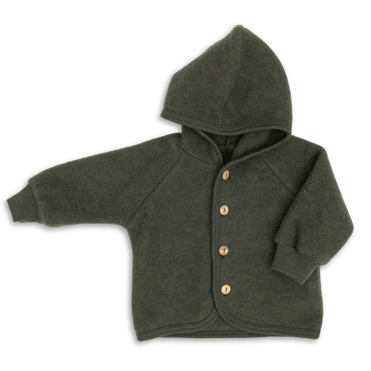 ENGEL Natur Wollfleece-Kapuzenjacke – 100 % Schurwolle