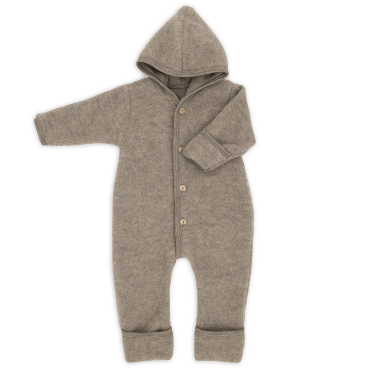 ENGEL Natur Wollfleece-Overall mit Kapuze – 100 % Schurwolle