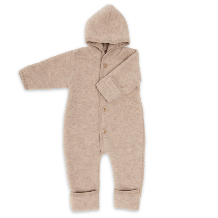ENGEL Natur Wollfleece-Overall mit Kapuze – 100 % Schurwolle