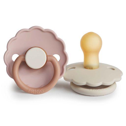 FRIGG Daisy Pacifiers - Latex 2-Pack - Blush/Cream - Size 1 - 0