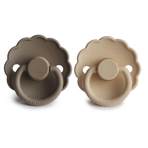 FRIGG Daisy Pacifiers - Latex 2-Pack - Croissant/Portobello - Size 2
