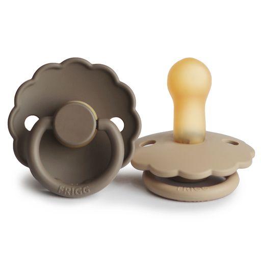 FRIGG Daisy Pacifiers - Latex 2-Pack - Croissant/Portobello - Size 2 - 0