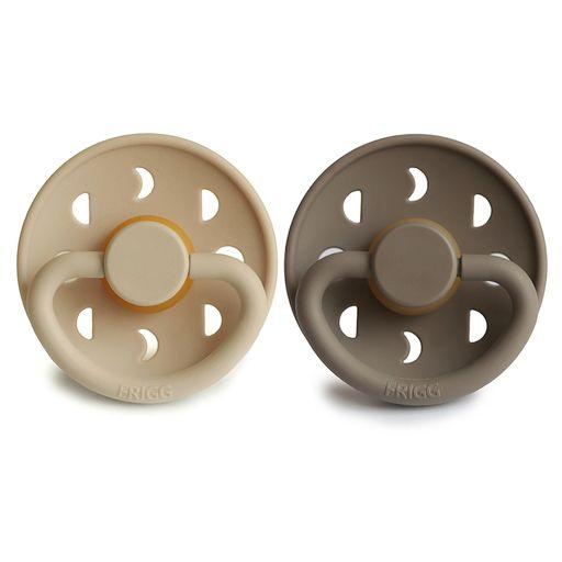 SALE I FRIGG Moon Phase Pacifiers - Latex 2-Pack - Croissant/Portobello - Size 2