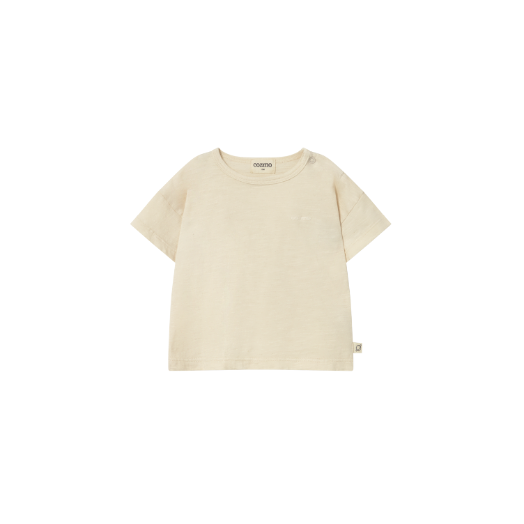 Cozmo – Basic T-Shirt aus softem Slub Cotton (Ivory) mit Cozmo-Stickerei
