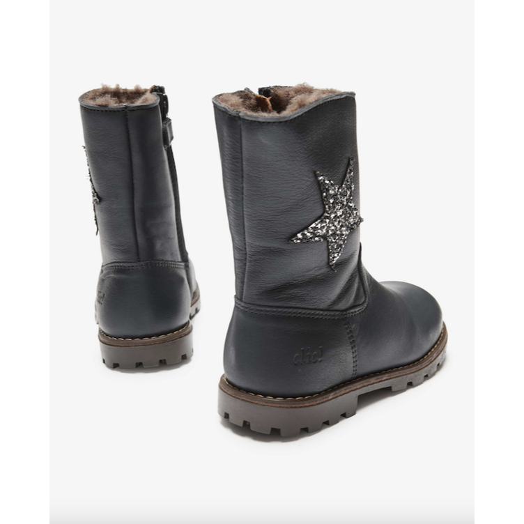 Wasserdichte Winterstiefel mit Lammfell `TEX` in Blau - CLIC - 6