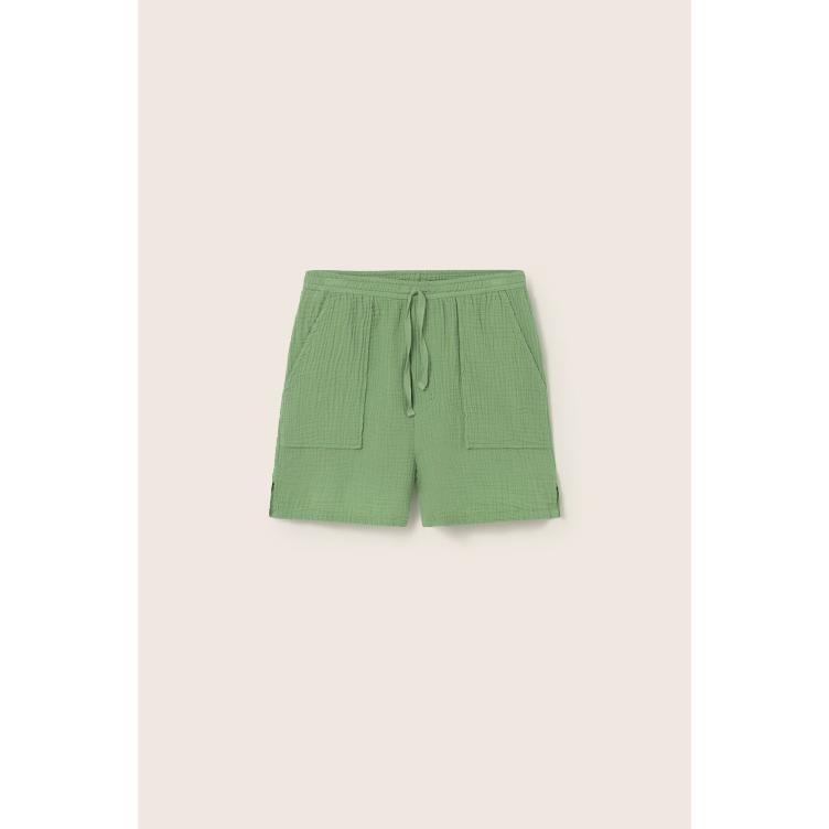 Cozmo – Cove Bermuda Shorts aus weichem Baumwoll-Gauze (Green) mit verstellbarem Bund