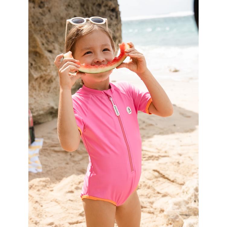 KINDISCH Mädchen Badeanzug Kurzarm – Candy Pink