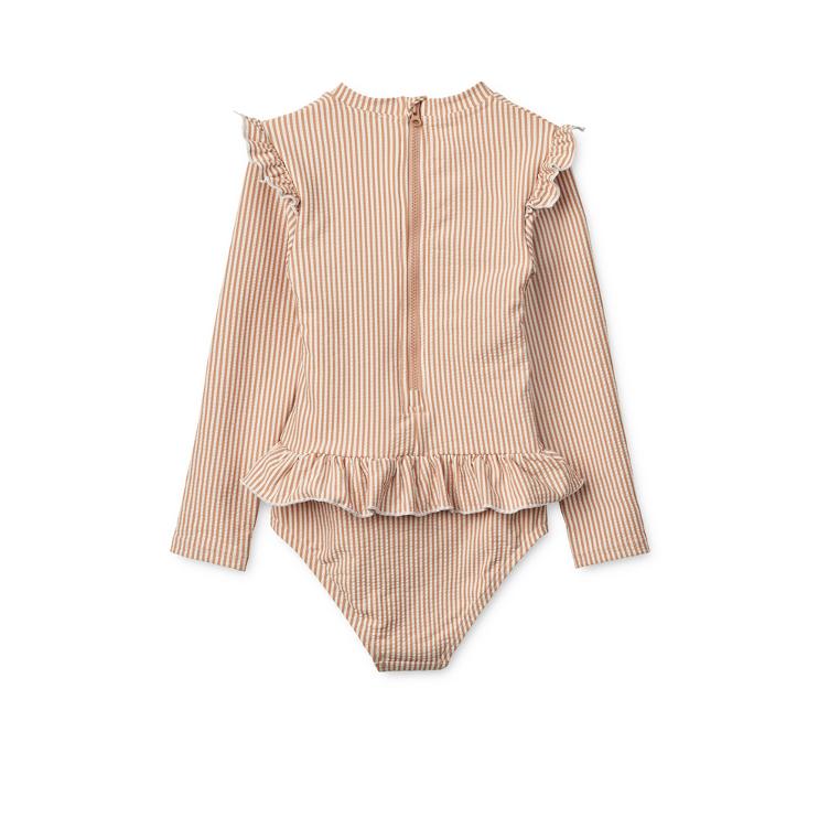 Sille Seersucker Swimsuit – Stripe Pale Tuscany / Creme de la Creme LIEWOOD - 1